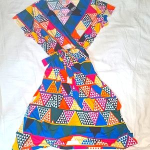 Women's 1x Block Print Wrap Dress